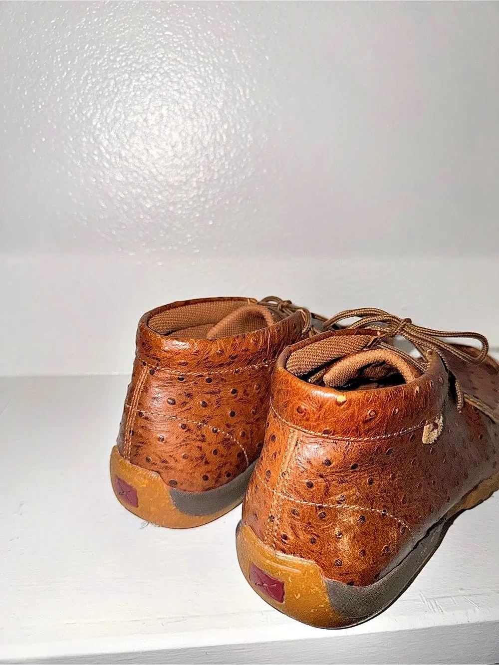 Twisted X Men's Chukka Driving Moc Brown Ostrich Boots US 11 .5 W